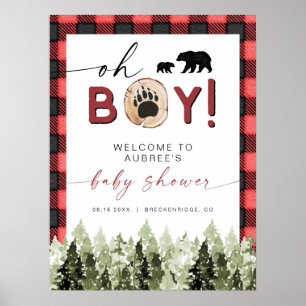 Affiche FROST Red Flannel Pine Bear Baby shower Bienvenue