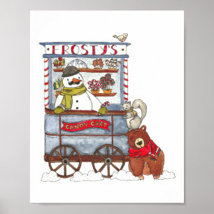Affiche Frosty’s Candy Cart - Joli Snowman de vacances