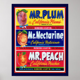 Affiche Fruit de Californie des années 1950 vintage