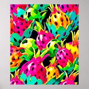 Affiche Fruit de dragon motif vif