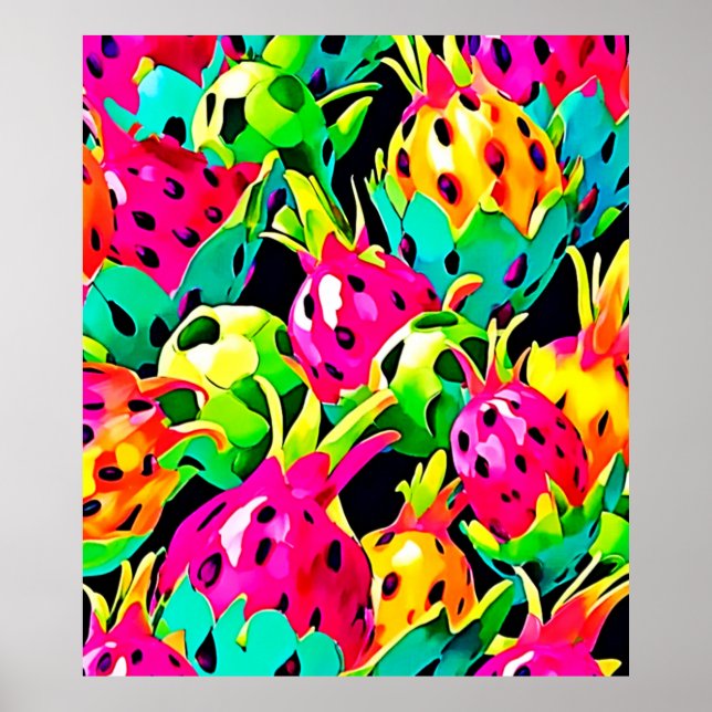Affiche Fruit de dragon motif vif (Devant)