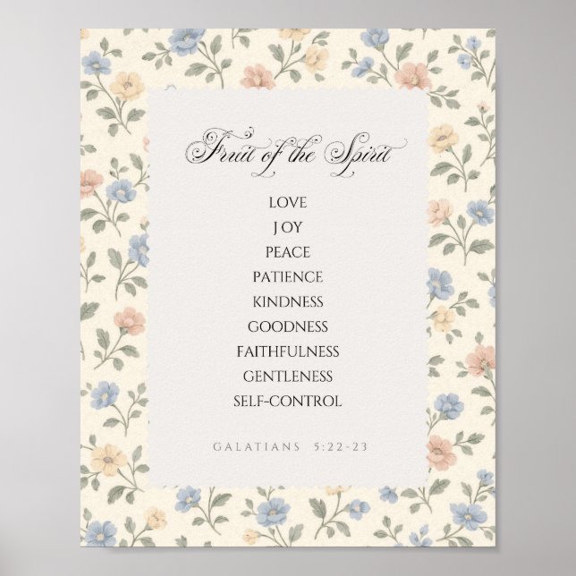 Affiche Fruit de l'Esprit Galates 5:22–23 Verset biblique (Devant)