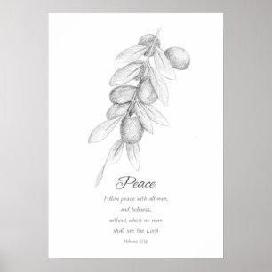 Affiche Fruit de l'Esprit Hébreux 12:14 Écriture biblique