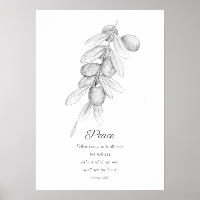 Affiche Fruit de l'Esprit Hébreux 12:14 Écriture biblique (Devant)