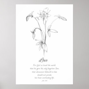 Affiche Fruit de l'Esprit Jean 3:16 Amour Écriture Bible
