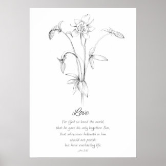 Affiche Fruit de l'Esprit Jean 3:16 Amour Écriture Bible