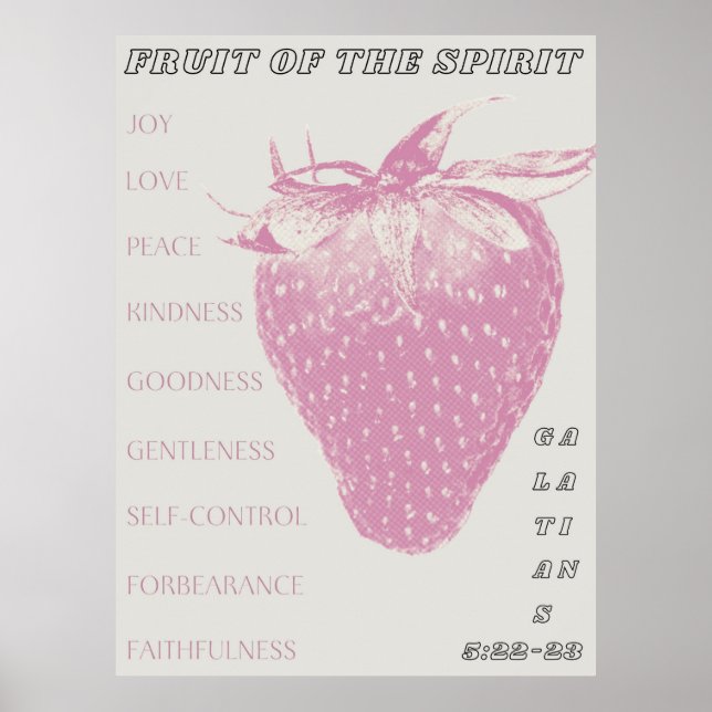 Affiche Fruit de l'Esprit / Pop Art / Fraise / Rose (Devant)