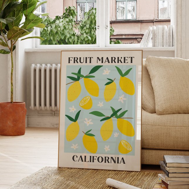 Affiche Fruit Market California Yellow Lemon Food (In situ Living room)