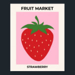 Affiche Fruit Market Fraise rose Nourriture Art Décor Mode<br><div class="desc">Marché des fruits Imprimé - Fraise géante - Fruit Vintage Art - Arrière - plan rose.</div>
