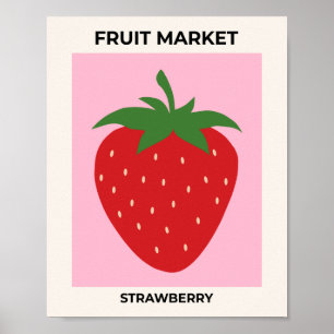 Affiche Fruit Market Fraise rose Nourriture Art Décor Mode