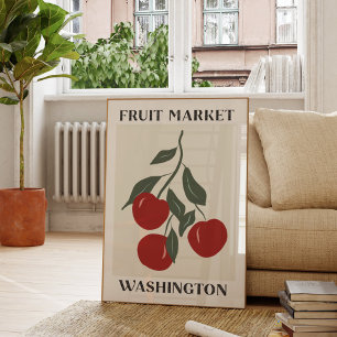 Affiche Fruit Market Washington Red Apples Food