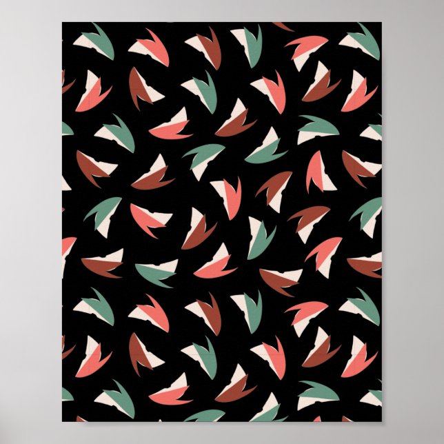 Affiche Fruit Motif de tranches de pomme vif Noir (Devant)