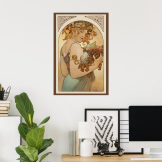 Affiche Fruit par Alphonse Mucha, Art Nouveau vintage