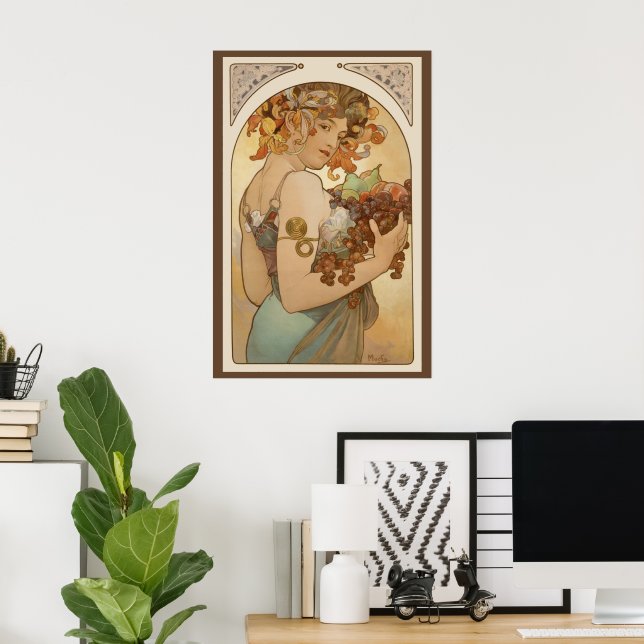 Affiche Fruit par Alphonse Mucha, Art Nouveau vintage (Bureau à domicile)