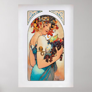 Affiche Fruit par Alphonse Mucha Vintage Fine Art Nouveau