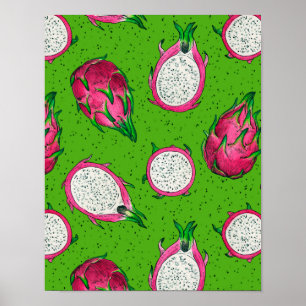 Affiche Fruit rouge dragon vert