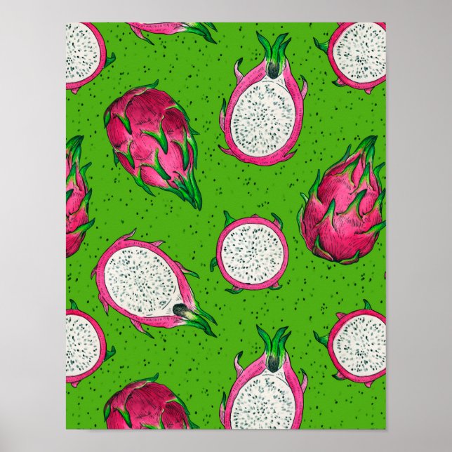 Affiche Fruit rouge dragon vert (Devant)