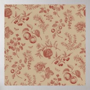 Affiche Fruits, baies et fleurs. Motif transparent à l'aut