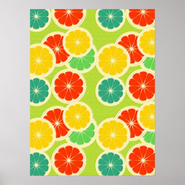Affiche Fruits d'agrumes frais, joli coloré (Devant)