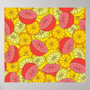 Affiche Fruits d'agrumes Motif transparent