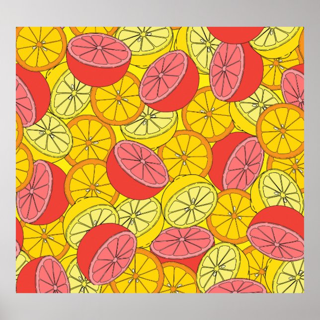 Affiche Fruits d'agrumes Motif transparent (Devant)