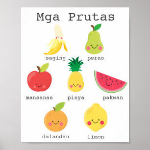 Affiche Fruits dans l'affiche d'apprentissage pour enfants
