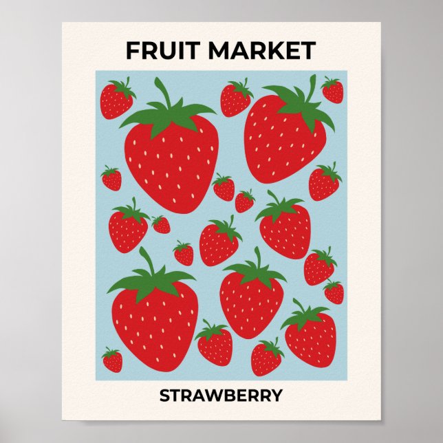 Affiche Fruits de marché Fruit moderne Fruit Art bleu (Devant)