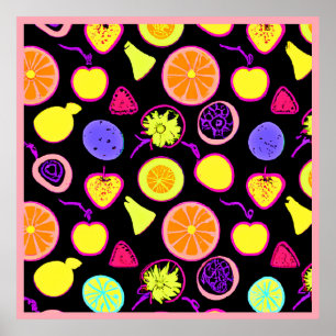 Affiche Fruits de Neon Vibrants