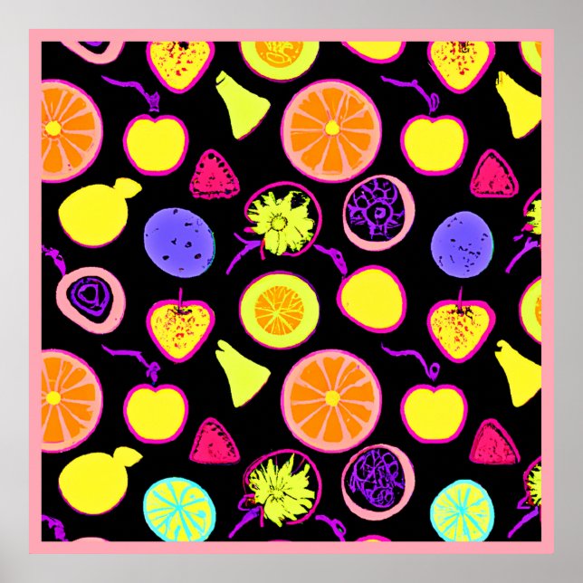 Affiche Fruits de Neon Vibrants (Devant)