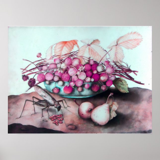 AFFICHE FRUITS DE SAISON / FRAISES ET POIRES (Devant)