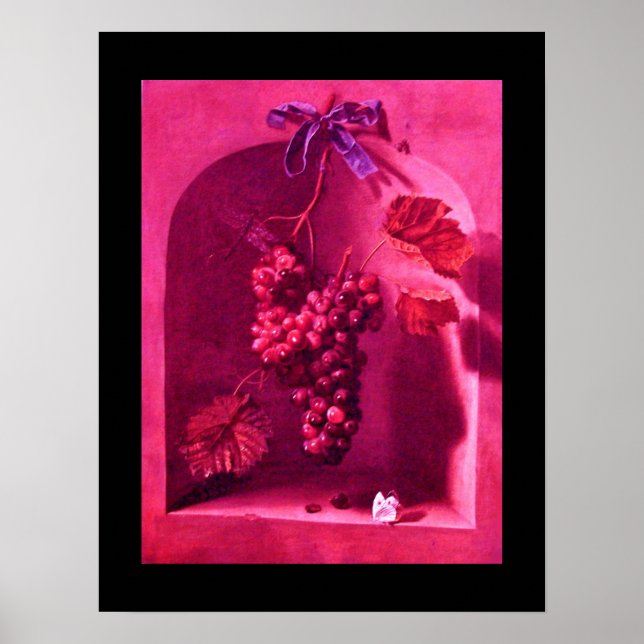 Affiche FRUITS DE SAISON -PROSPÉRITÉ rose rouge violet (Devant)