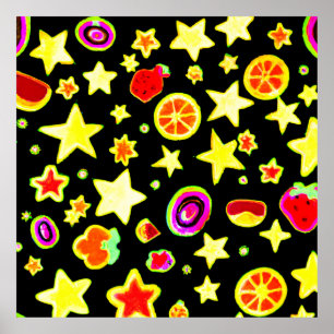 Affiche Fruits d'étoile Motif éclatant couleur