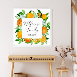 Affiche Fruits et fleurs orange Floral botanique d'été