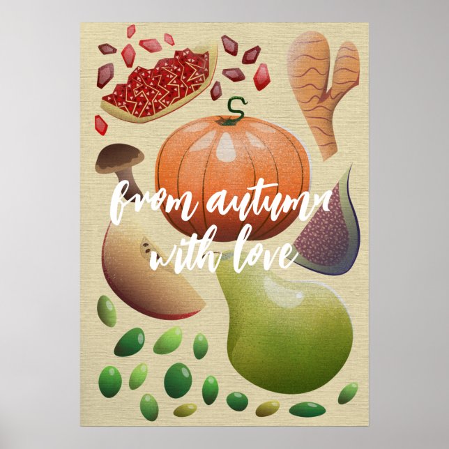 Affiche Fruits et légumes de la saison d'automne (Devant)