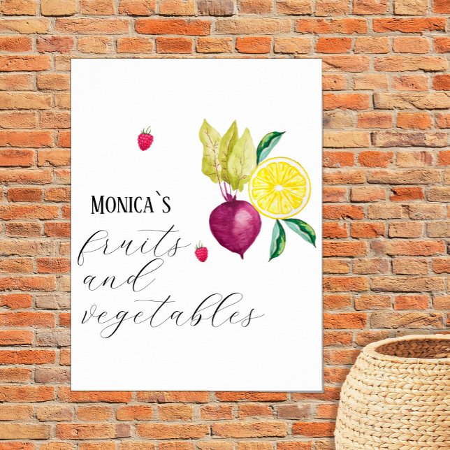 Affiche Fruits et légumes Monogramme Petite entreprise (Créateur téléchargé)