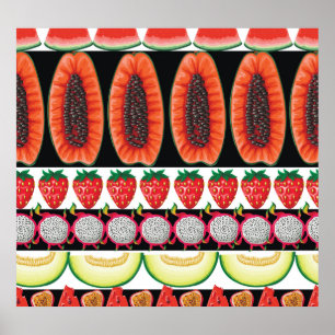 Affiche Fruits exotiques Motif sans couture tendance