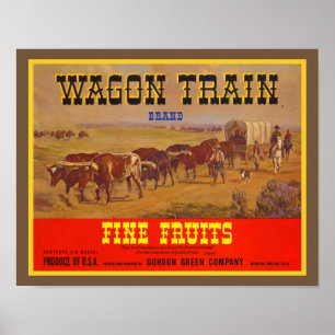 Affiche Fruits fins du Wagon Train des années 1940