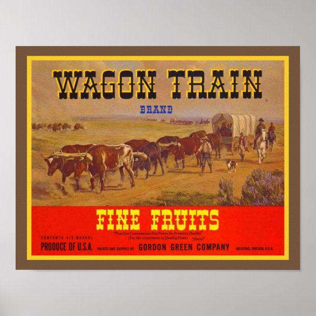 Affiche Fruits fins du Wagon Train des années 1940 (Devant)