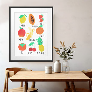 Affiche Fruits Flash Cartes Coréen Fruit Fruit