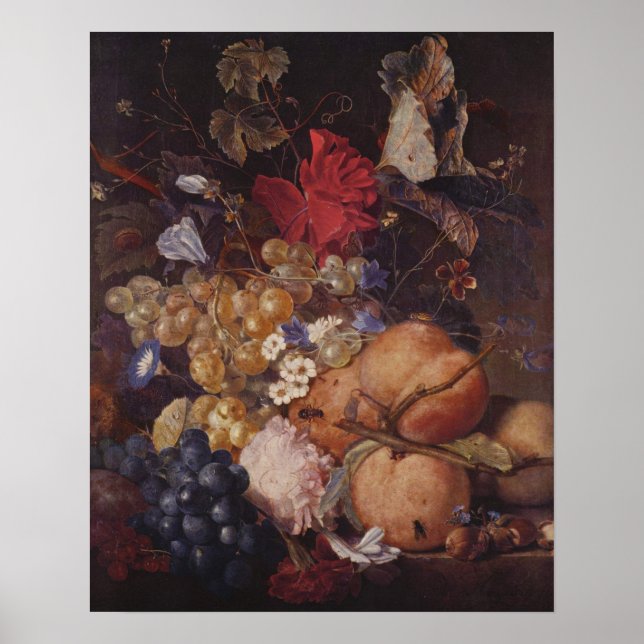 Affiche Fruits, fleurs et insectes de Jan van Huysum (Devant)