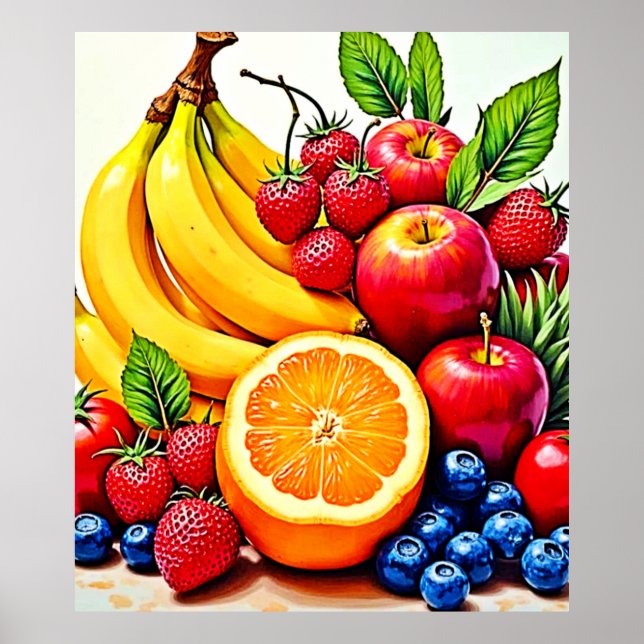 Affiche Fruits frais vibreux, délice design (Devant)