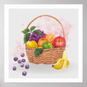 Affiche Fruits in Basket Watercolor