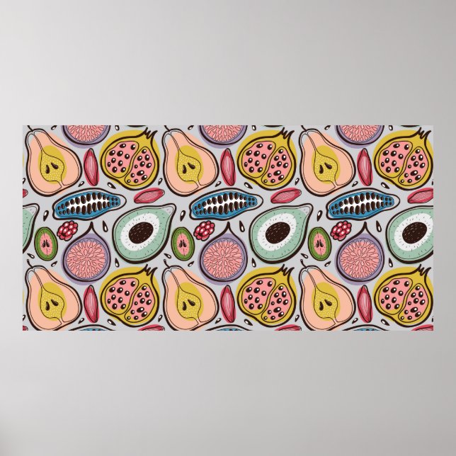 Affiche Fruits motif sans soudure (Devant)