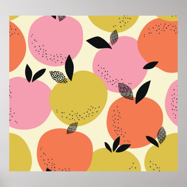 Affiche Fruits Orange, Motif D'Été Sans Couleur. (Devant)