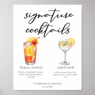 Affiche Fruity Garden Wedding Signature Cocktails Menu