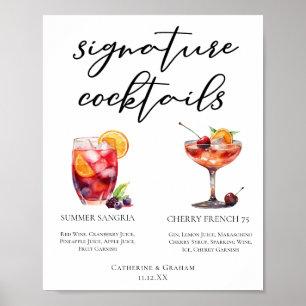 Affiche Fruity Mariage Signature Cocktails Menu