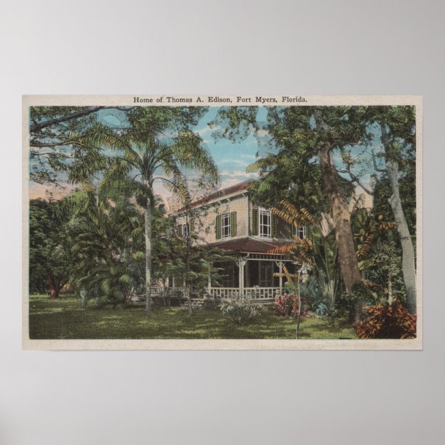 Affiche Ft. Myers, Floride - Vue de Thomas Edison House (Devant)
