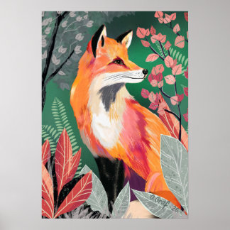 Affiche Fuchs Zauberwald Hand-Painted Nature Illustrations