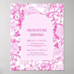 Affiche Fuchsia Chinoiserie rose Mariage Signature Boisson