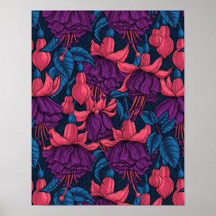 Affiche Fuchsia en bleu et violet